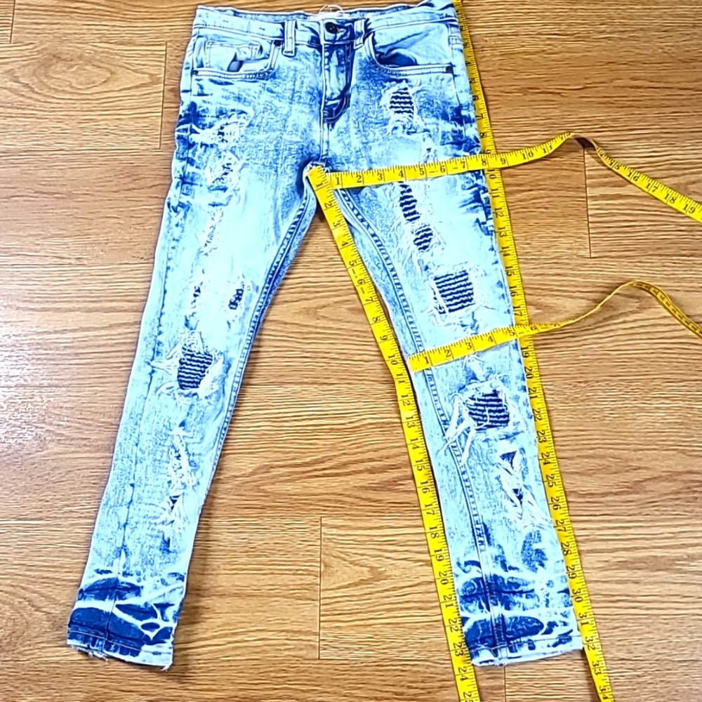 FWRD DENIM 2023 BOYS 10x24 PRE-OWNED FADED DISTRESSED SKINY BLEACH JEANS
